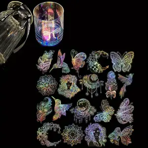 8 Pack 3D Laser Silver Sticker Holographic Stickers Iridescent Transparent Resin Sticker Beauty & Personal Care