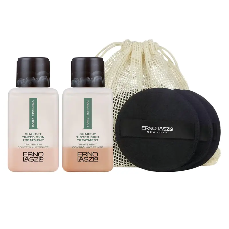 Erno Laszlo Shake-It Tinted Skin Treatment 2-Piece Cosmetic Set - Lightweight Mattifying Makeup Cream with Pigment, CI 77947 (Zinc Oxide), Skin Tint, Contains Alcohol for Oily, Acne-Prone Complexions, Tone-Even Results