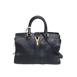 Pre-owned Yves Saint Laurent leather Tote Bags 【DIZ】Y buckle CABAS small size 30 dark blue C gold buckle
