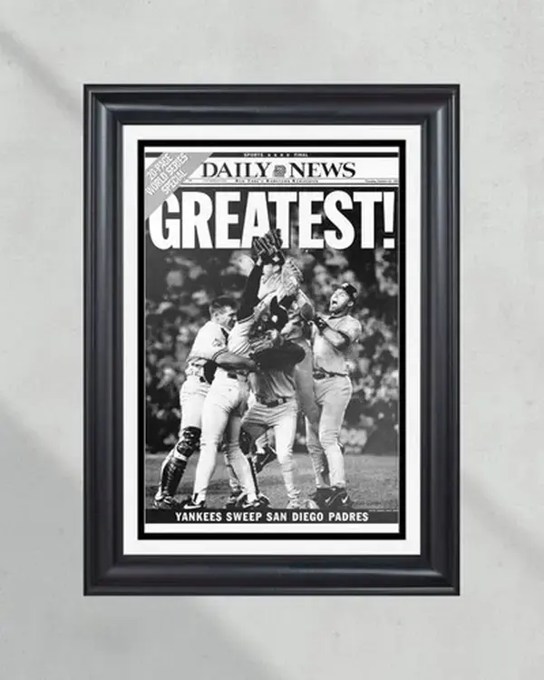 1998 New York Yankees World Series Champions Front Page Newspaper Poster Print - NO FRAME
