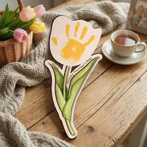 Personalised Happy Mother's Day Sign, DIY Mom Gift, *PAINT IS NOT INCLUDED️* Flower Handprint Frame, Baby's First Mothers Day, Baby Keepsake, Kids Gifts for Mom Nana