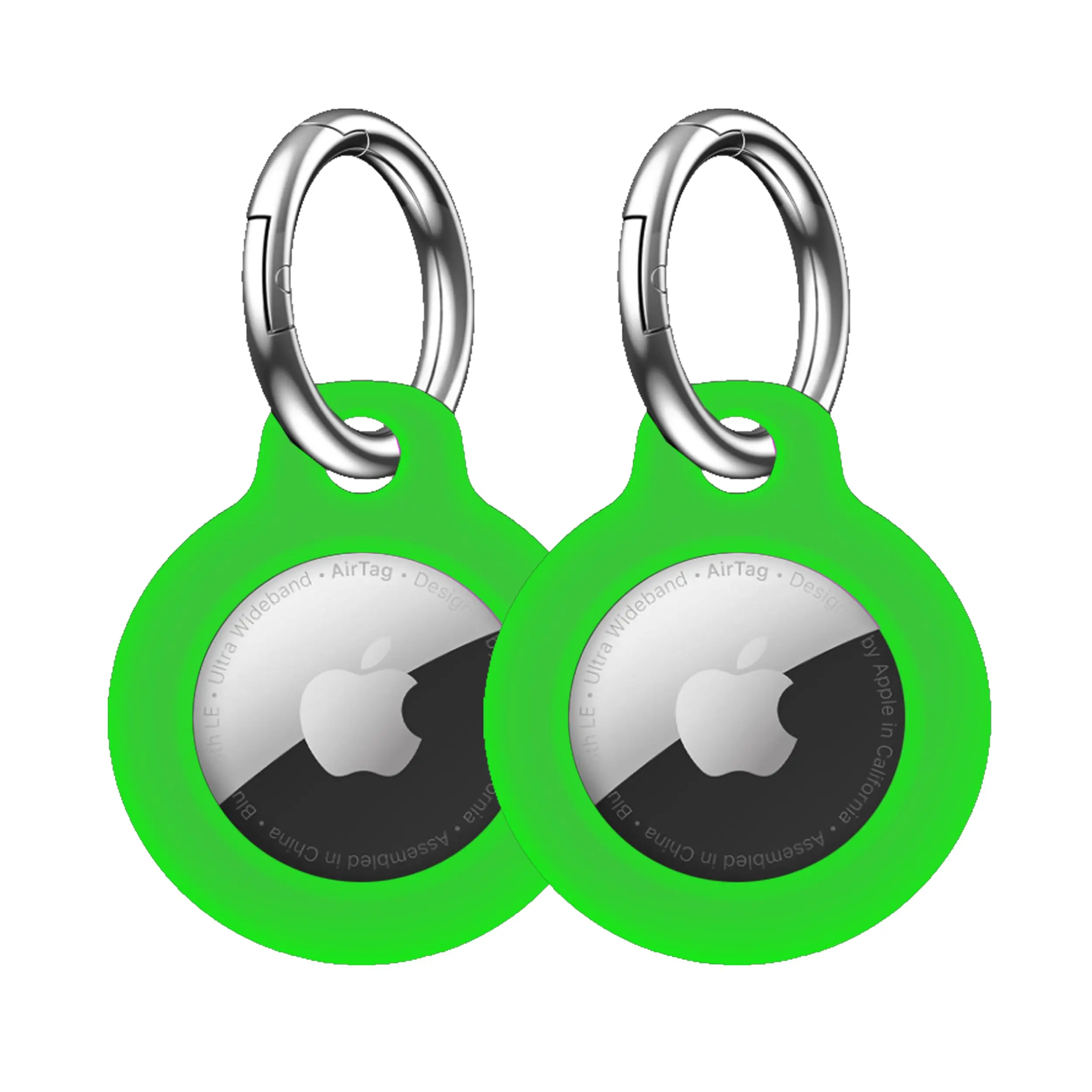 Glow in the Dark AirTag Holder 2 Pack – Silicone AirTag Keychain with Carabiner – Luminous Air Tag Case for Keys, Kids Backpacks & Bags – Stocking Stuffer Gift