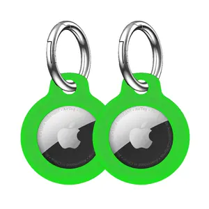 Glow in the Dark AirTag Holder 2 Pack – Silicone AirTag Keychain with Carabiner – Luminous Air Tag Case for Keys, Kids Backpacks & Bags – Stocking Stuffer Gift