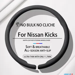 Custom 2025 Nissan Kicks Flat Bottom Steering wheel Cover | Premium Napa Leather | First Car Essentials