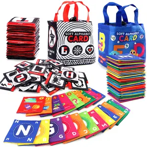 Infant Educational Soft Cloth Book Set Preschool Alphabet Tool -Washable, Colorful with Storage Bag Early Education Enlightenment Toys, Busy Books, Cultivate Alphanumeric Animal Recognition Ability, for boys Girls Christmas Halloween Gift