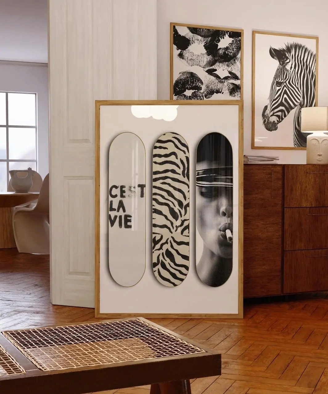 Trendy Zebra Skateboard Poster Luxury Fashion
