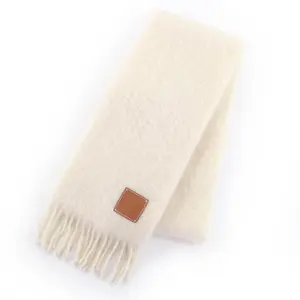 Pre-owned Loewe Wool Small Leather Goods Anagram Patch Mohair Nylon Scarf