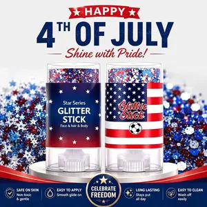[Limited mid-year steals]Red White and Blue Face Body Glitter Stick, 4th of July Patriotic Accessories Hair Glitter, Shimmery & Long Lasting Face and Body Paint for Festival Makeup Concert Party, Holographic Long Lasting Chunky,Football Game Face Paint