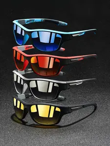 4 pairs camouflage sports sunglasses, Sports cycling sunglasses, designed for both men and women,with multiple color options, equipped with UV400 protective lenses and anti slip rubber nose pads,ideal gift for outdoor activities,driving
