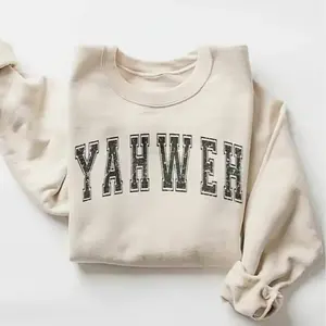YAHWEH Sweatshirt Casual Long Sleeve Crewneck Pullover | Christian Letter Print Sweatshirt Religious Gift for Women & Men