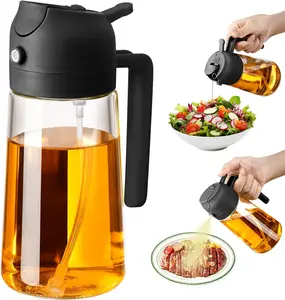 470ml Glass Oil Dispenser and Sauce Bottle Black Reusable Kitchen Oil Container Sprayer for Cooking Salad and Barbecue Utensils spray bottle