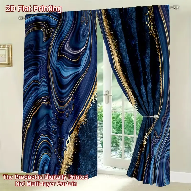 Marble Texture 3D Curtain Set, Home Decoration Curtain, Elegant Home Decor, Fashionable Window Treatment, Window Curtains, Window Drapes, Perfect for Living Room, 2 Piece Set