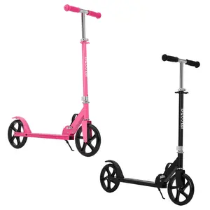 Kick Scooter, Folding 2 Wheel Ride with 8 Inch Large Wheels, Height Adjustable Handlebar and Rear Brake, Support 242 Lbs for Outdoor Sport, for Kids Teens & Adults Ages 6+