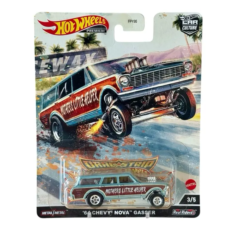 Hot Wheels Premium 1:64 Diecast Collectible ‘64 Chevy Nova Gasser - Car Culture Mother’s Little Helper Model Car