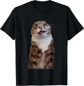 Cotton Graphic Tees Streetwear Gifts Rigby Cat Funny Rigby Cat Meme Rigby Cat Silly Cat Trendy T-Shirt