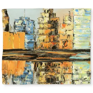 360 stand King Size Duvet Cover - Breathable Microfiber Face, Colorful City Print, Urban Vibe, Contemporary Look Blue Home Bedding