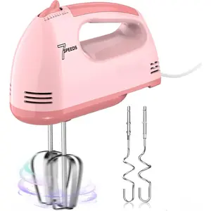 Hand Mixer Electric, Small  Mixer 7 Speeds Handheld Blender, 304 *(2* Beater, 2*Dough Hook) Kitchen Blender for Cream, Cookies, Dishwasher Safe