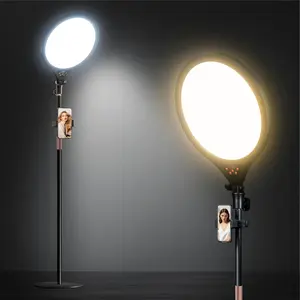 Ring Light with Stand, 14" Professional LED Camera Lighting for Video Recording, Adjustable Height Content Creator Essentials Kit, Selfie Ring Light for TikTok YouTube