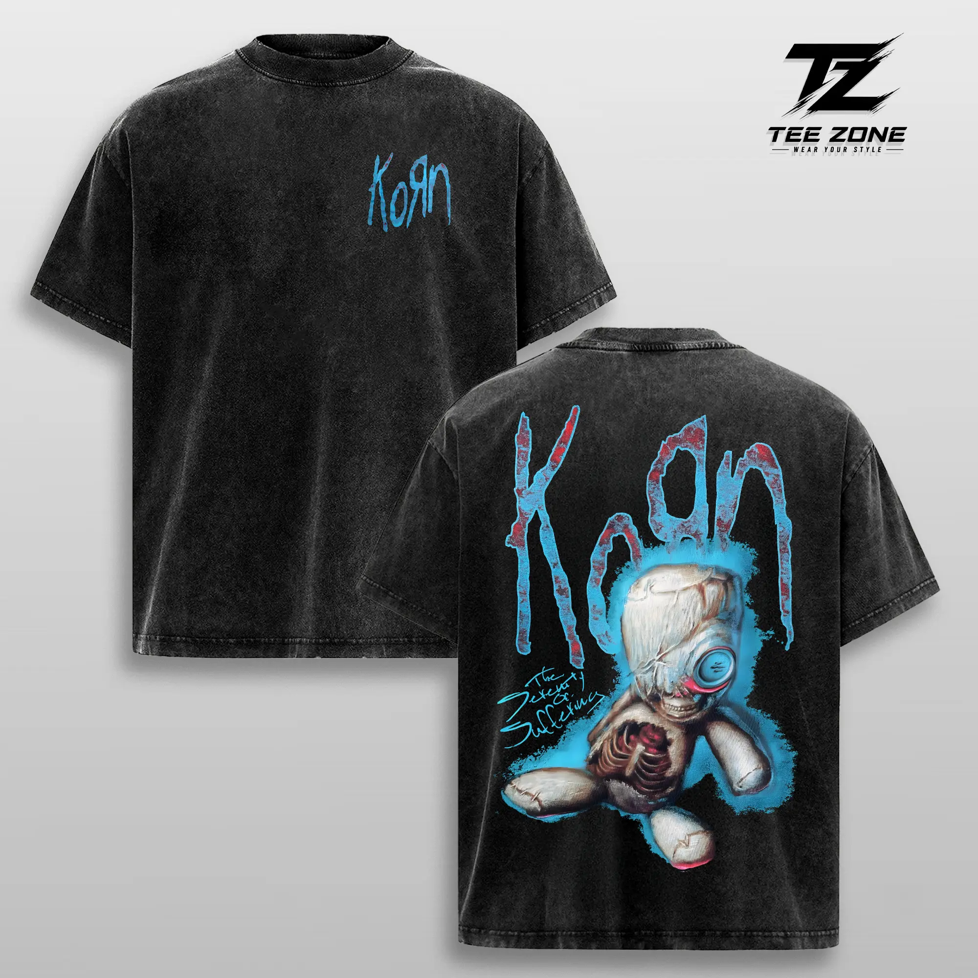 Korn The Serenity Of Suffering Vintage Washed Oversized Graphic Tee Heavyweight Cotton Nu Metal Band Shirt Alternative Rock Concert Merch Streetwear
