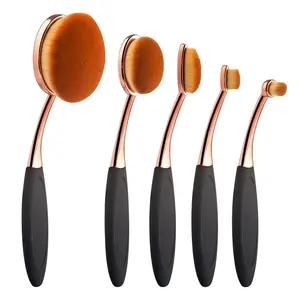 5-Piece Oval Foundation Makeup Brush Set – Professional Toothbrush-Style Brushes for Fast, Flawless Application of Liquid, Cream, and Powder Foundations Multicolor