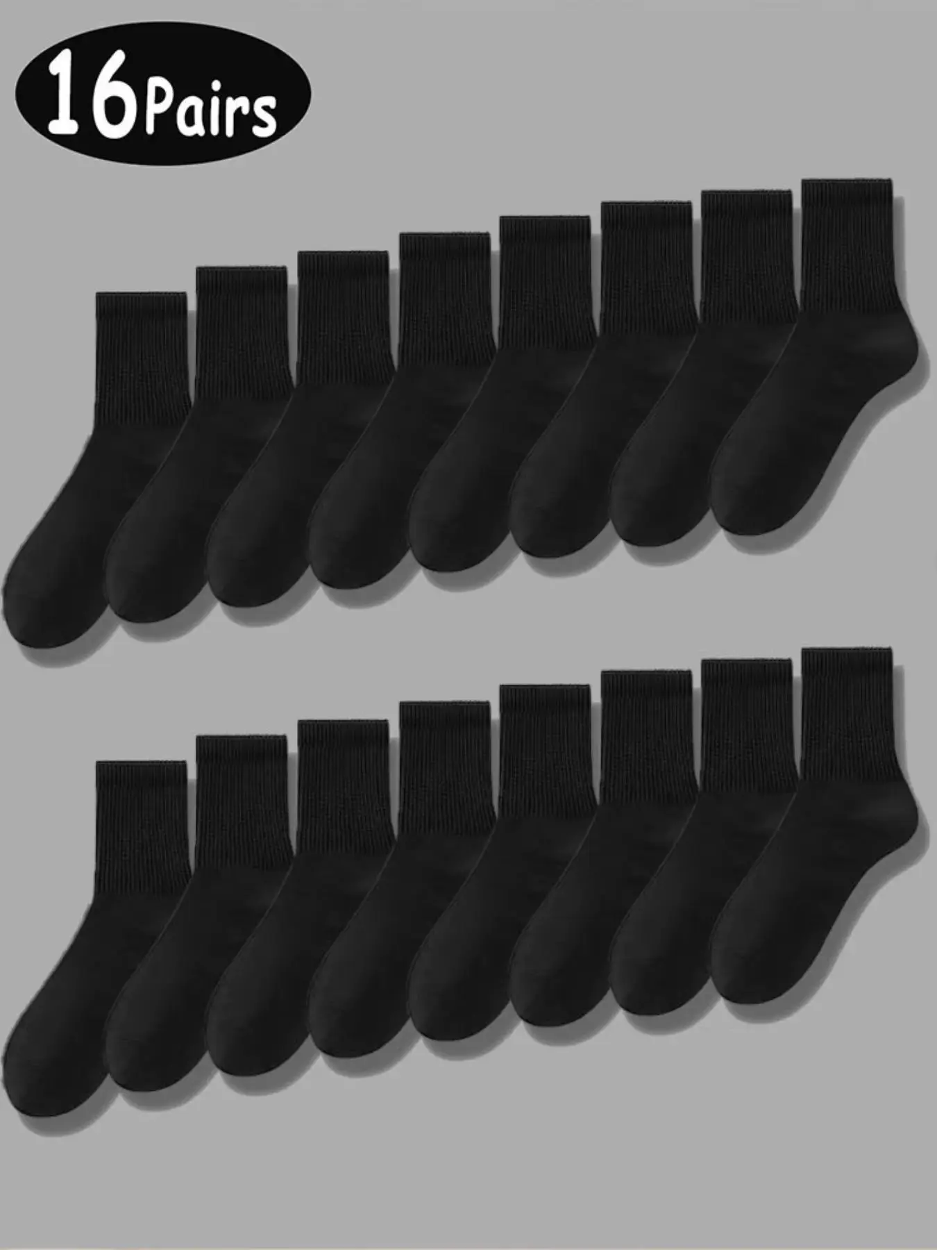 Men's Solid Color Crew Socks, Basic Casual Comfortable Breathable Socks for Daily Wear, Socks for Men