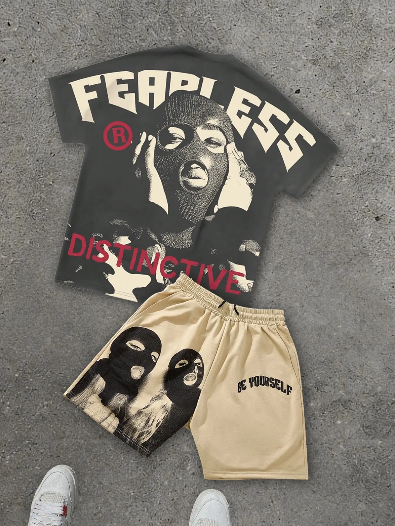 Men's Summer Set, Casual T-Shirt with Gym Shorts, Loose Fit Short Sleeve Tee, Street Style Streetwear Graphic Printed Men's