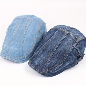 Denim Beret Unisex Multi-functional Commuting Style Duckbill Cap Vintage Distressed Casual Fashion Hat Spring Autumn Forward Cap Women's Hat
