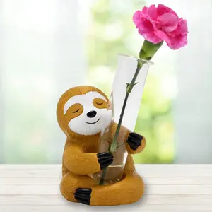 Sloth Design Test Tube Vase, 1 Box Cute Resin Sloth Ornament, Creative Flower Vase, Home Decor Supplies for Living Room Bedroom Office, Cute Desktop Decoration