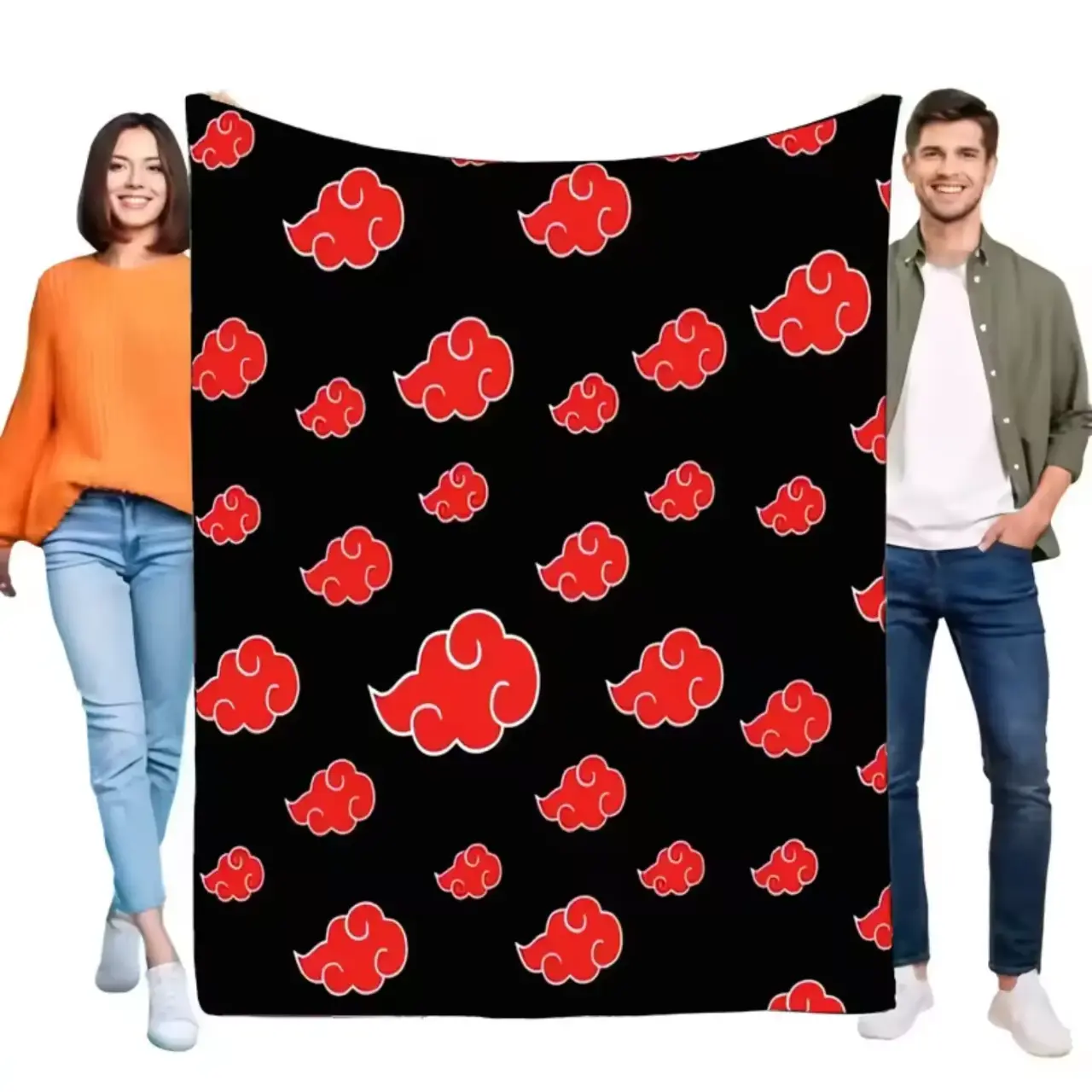 Naruto Akatsuki Cloud Throw Blanket Anime Manga Soft Cozy Plush Flannel Fleece Bed Blanket for Kids Teens Adults, Lightweight Warm Blanket for Couch Sofa Bedroom Decor, Birthday Gifts, Holiday Gifts for Anime Fans