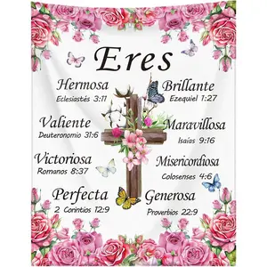 Buryeah Soft Spanish Christian Blanket with Bible Scriptures, Religious Faith-Inspirational Spiritual Present for Women, Mothers Day Gift, Mom Gift (Rose), Mom Gifts