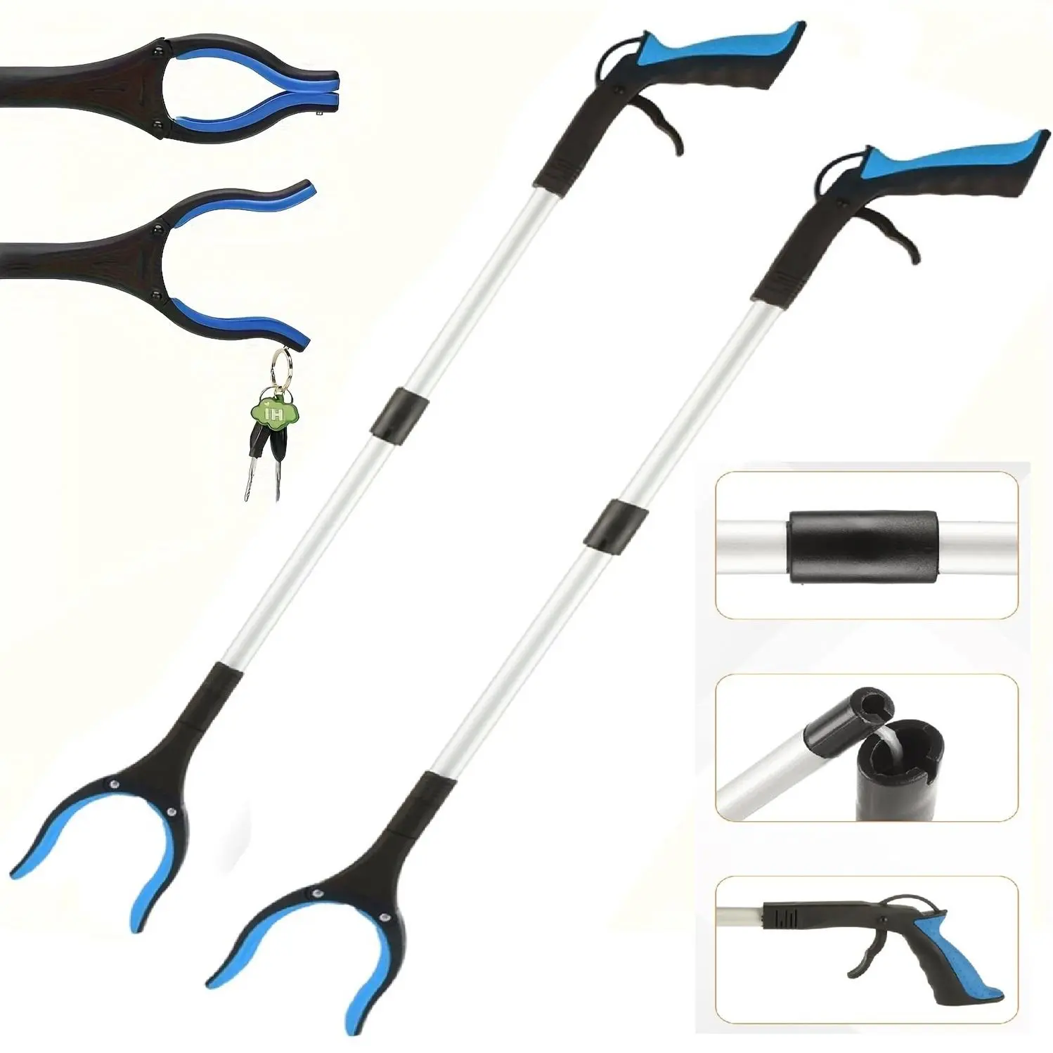 32-Inch Lightweight Detachable Aluminum Grabber Reacher Tool, Anti-Slip Litter Picker for Home, Yd, Garage Use, 1 Pack (Bathroom Home Supplies Gadget)