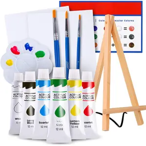 Set - Mini Canvas  Painting Kit with  Easel, Canvases, , Brushes & More