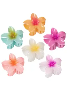 Women's Floral Hair Clips Set of 6, Hawaiian Large Claw Clip, Hibiscus Medium Hair Claw, Suitable for Thick and Thin Hair, Tropical Beach Accessory, Flower Hair Clips, Tropical Hair Accessories, Hair Claws Set
