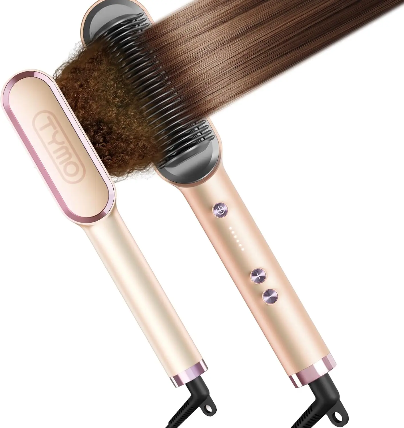 TYMO Ring Hair Straightener Brush, 2-in-1 Straightening Brush & Hot Comb