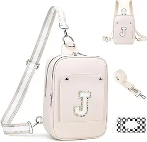 Myhozee Initial Small Diaper Bag Purse Crossbody Bags for Women with Wipe Dispenser and 2 Removable Straps, Mini Mom Diaper Backpack Purse Sling Bag Faux Leather Multiple Compartments