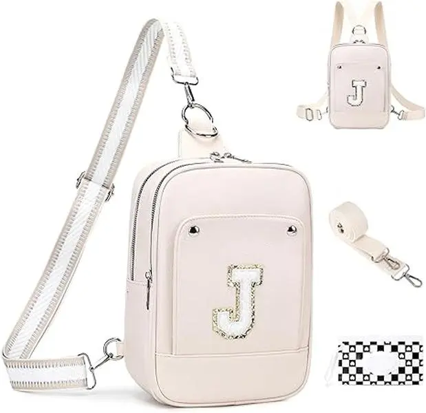Myhozee Initial Small Diaper Bag Purse Crossbody Bags for Women with Wipe Dispenser and 2 Removable Straps, Mini Mom Diaper Backpack Purse Sling Bag Faux Leather Multiple Compartments