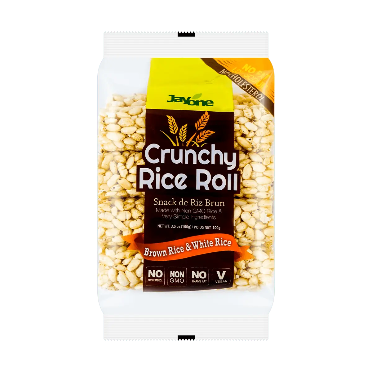 JAYONE Korean Crispy Rice Bars - Brown Rice & White Rice Flavor, 100g | Vegan, Non-GMO Snacks