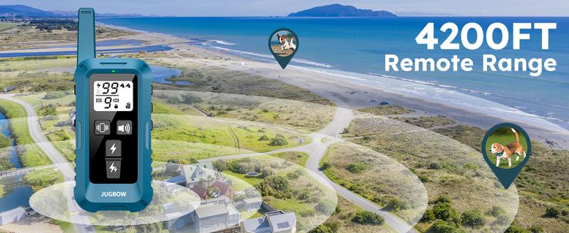 Jugbow Dog Training Collar - 4200FT with Remote, 4 Training Modes,Security Lock, IPX8 Waterproof, Rechargeable e-Collar for All Breeds,Blue 2dogs-DT68