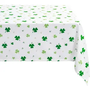 Waterproof st patricks day tablecloth rectangle 60 x 120 inch washable shamrock fabric table cloth for spring and outdoor use