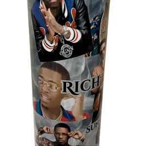 Rich Homie Quan 20oz Tumbler Portable Reusable Eco-Friendly Gift Boxed with Metal Straw Leakproof Stylish Plastic Design for Beverage Needs Disposable Non-BPA Free Bottle Drinkware Lid Washable