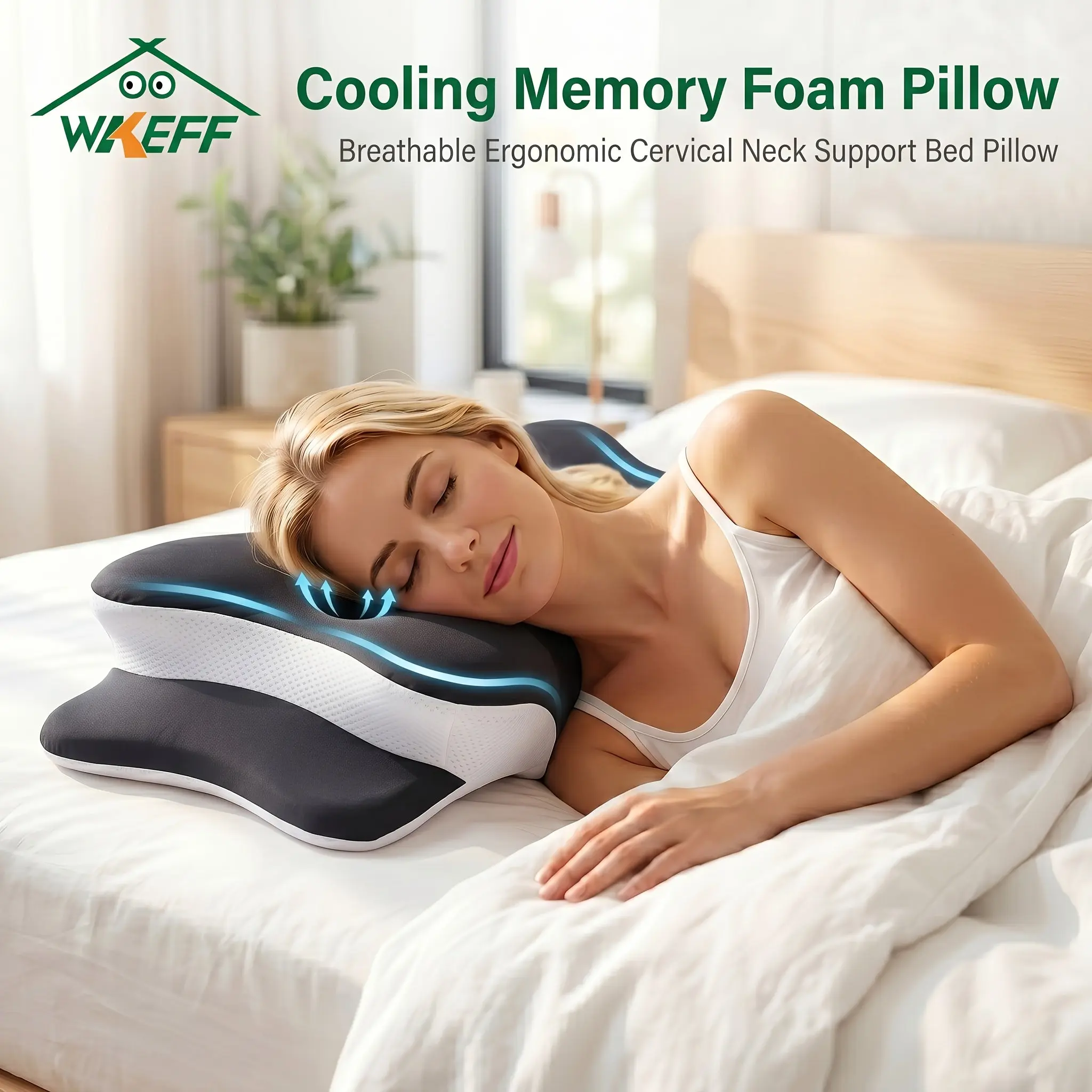 Cervical Contour Neck Support Pillow – Orthopedic Bed Pillow for Side, Back & Stomach Sleepers