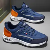Men's Active Casual Lace-Up Sneakers - Dirt-Resistant PU Faux Leather, Water-Resistant, Non-Slip Air Cushion, Lightweight Flexibility, All Seasons Walking Lifestyle Shoes for Office Workers