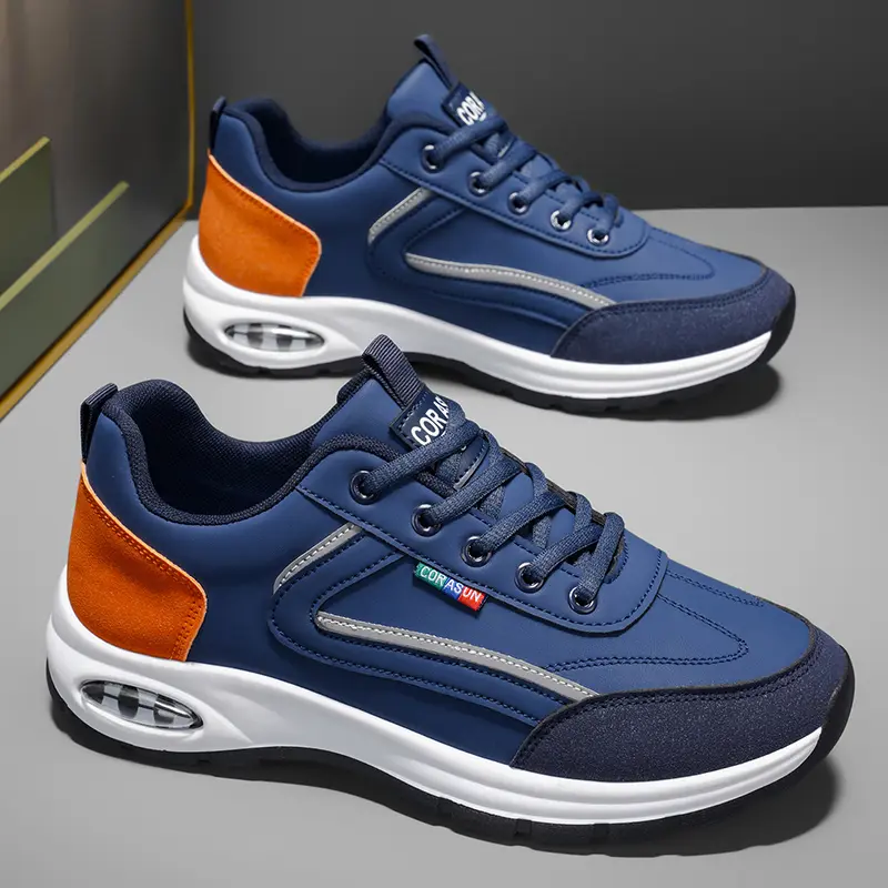 Men's Casual Sports Sneakers | Waterproof PU Leather & Non-Slip Air Cushion Shoes for Office Workers & Students | Perfect for Daily Commute & Outdoor Walking,father'sdaygifts