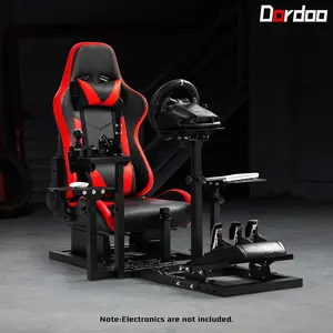Dardoo Adjustable Racing and Flight Simulator Cockpit (Red Seat) — Compatible with  G29/G920/G923, TX/T248, and X52/X56 flight systems. Note: Steering wheel, pedals, and handbrake not included.