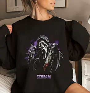 Vintage Ghostface Halloween Sweatshirt, Halloween Ghostface Crewneck Sweatshirt, Horror Characters Halloween Sweater, Scary Movies Ghostface Sweatshirt, Halloween Ghostface Sweater, Let's Watch Scary Movies Sweatshirt