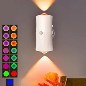 USB Rechargeable LED Night Light with Motion Sensor, Christmas decorative lights, RGB Gradient Ambient Lighting, RGB Atmosphere Lights, Dimmable Indoor Light, Magnetic Step Lamp for Hallway Desk Bedroom Closet