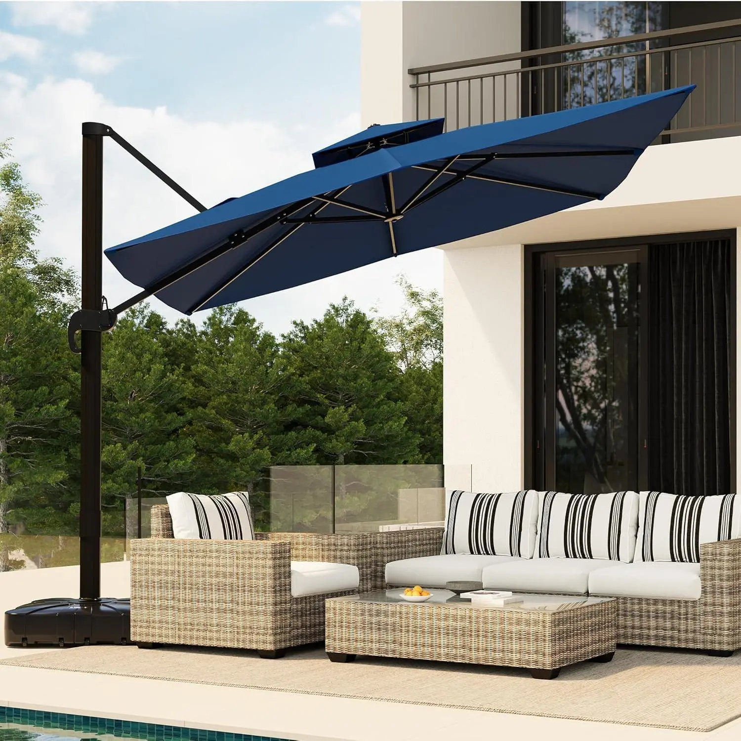 4m round patio umbrella supplier Windmaster 9' Round Umbrella
