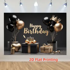 Gold Balloon Gift Birthday Background Cloth, Large Photography Backdrop, Outdoor Indoor Party Decoration, Studio Props, Multiple Sizes