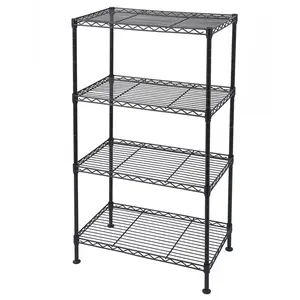 4-Tier Industrial Wire Shelving Unit - NSF Certified Adjustable Storage Rack for Camping, Kitchen, Black (19.7"W x 11.8"D x 31.5"H)