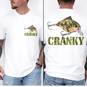 Double-sided Printing Crankbait T-Shirt, Fishing Lure Graphic Tee for Anglers, Soft Cotton Blend T-shirt, Camo Bass Fishing Humor Apparel for Men, Gift for Crankbait Lovers